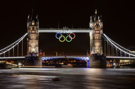 Tower Bridge w/ Olympic Rings - Image via Google